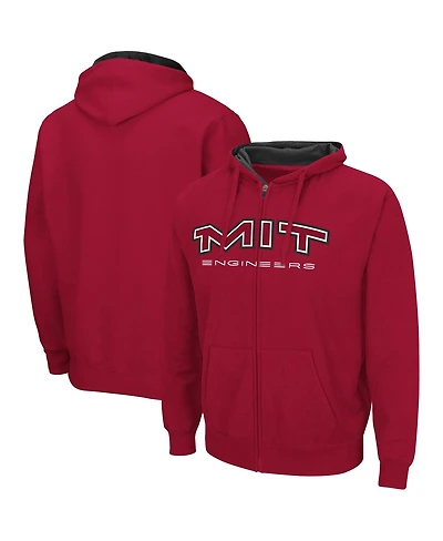 Men's Colosseum Cardinal Mit Engineers Arch & Logo 3.0 Full-Zip Hoodie