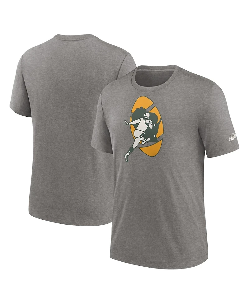 Men's Nike Heather Charcoal Green Bay Packers Rewind Logo Tri-Blend T-shirt