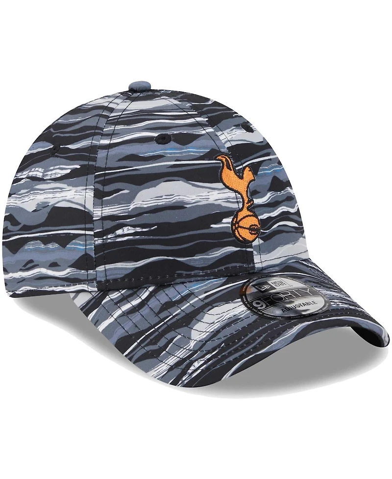 Men's New Era Black Tottenham Hotspur Wave All Over Print 9FORTY Adjustable Hat