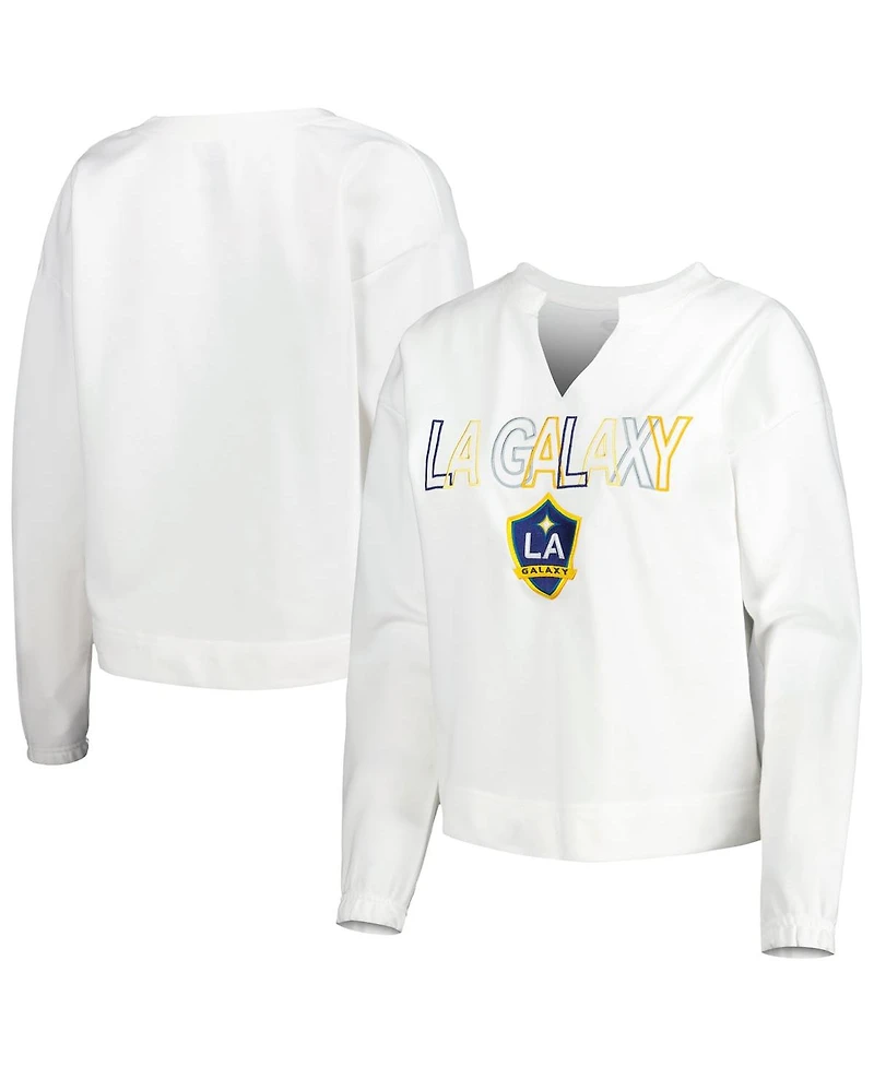 Women's Concepts Sport White La Galaxy Sunray Notch Neck Long Sleeve T-shirt