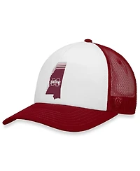 Men's Top of the World White, Maroon Mississippi State Bulldogs Tone Down Trucker Snapback Hat