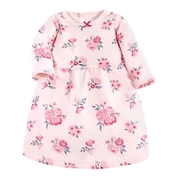 Hudson Baby Baby Girls Hudson Cotton Dresses, Pink and Navy Floral, 12-18 Months