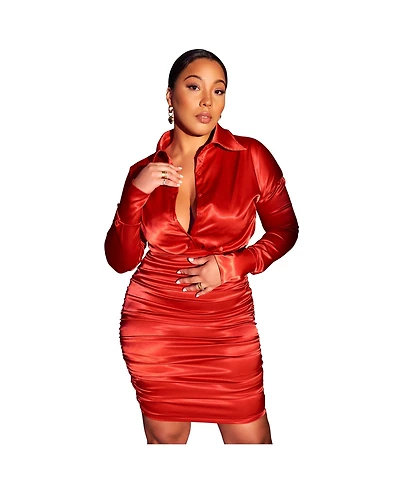 Rebdolls Women's Plus Size Ruched Mini Dress