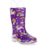 Toddler & Little Girl's Rainbow Unicorn Lighted Rain Boot