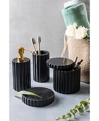Gauri Kohli Roksana Black Marble Bath Accessories, Set of 4