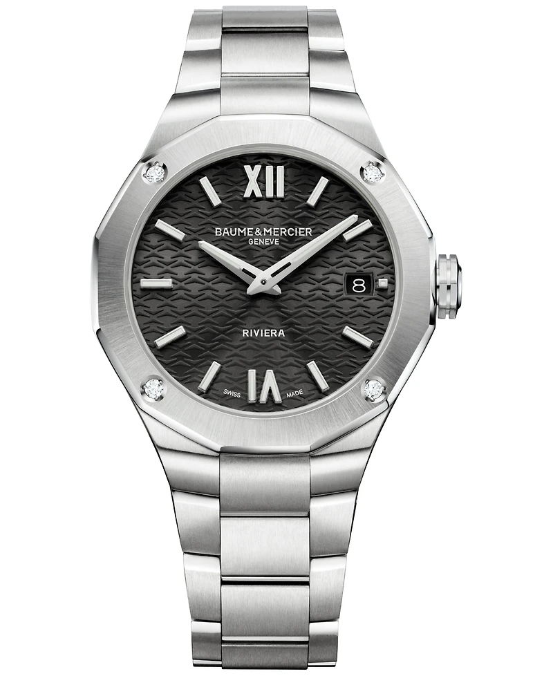 Baume & Mercier Women's Swiss Riviera Diamond (1/10 ct. t.w.) Stainless Steel Bracelet Watch 36mm