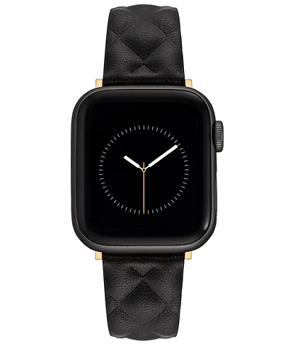 Anne Klein Women's Black Pink Quilted Genuine Leather Band designed for Apple Watch 42mm (Series 10) & 38/40/41mm