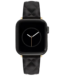 Anne Klein Women's Black Pink Quilted Genuine Leather Band designed for Apple Watch 42mm (Series 10) & 38/40/41mm