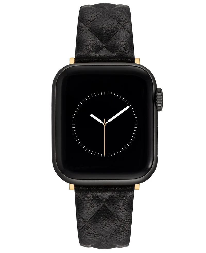 Anne Klein Women's Black Quilted Genuine Leather Band designed for Apple Watch 42mm (Series 1-3 only) & 44/45/46/49mm (Ultra & Ultra 2)