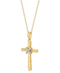 Diamond Accent Cross Pendant Necklace in 14k Gold-Plated Sterling Silver, 16" + 2" extender
