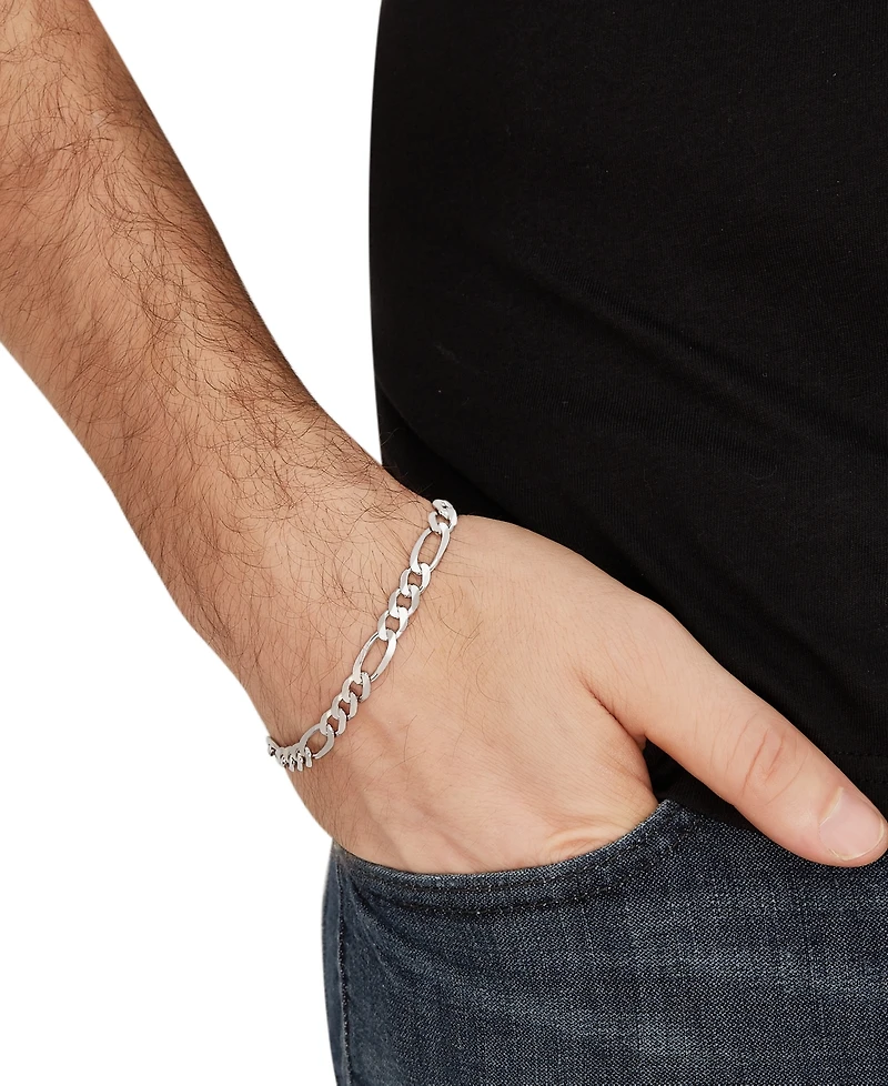 Men's Figaro Link Chain Bracelet 18k Gold-Plated Sterling Silver or