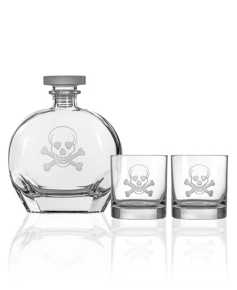 Rolf Glass Skull And Crossbones 3 Piece Gift Set