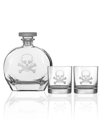 Rolf Glass Skull And Crossbones 3 Piece Gift Set
