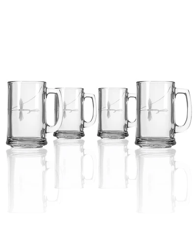 Rolf Glass Fly Fishing Beer Mug 15oz- Set of 4 Glasses