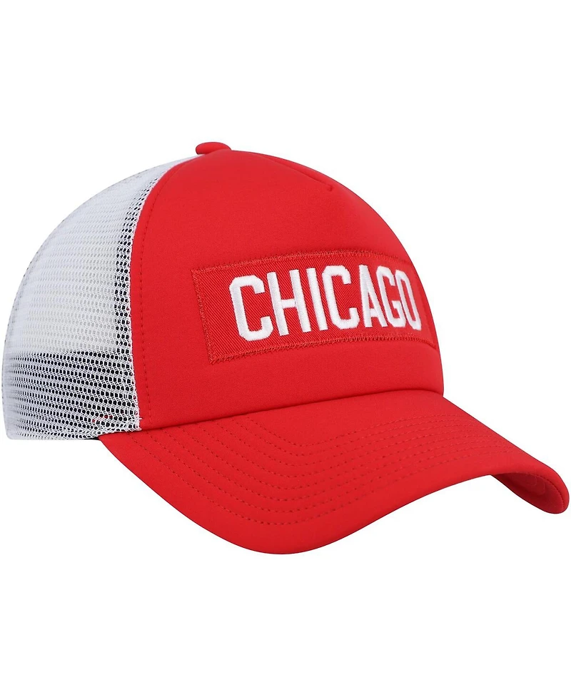 Men's adidas Red, White Chicago Blackhawks Team Plate Trucker Snapback Hat