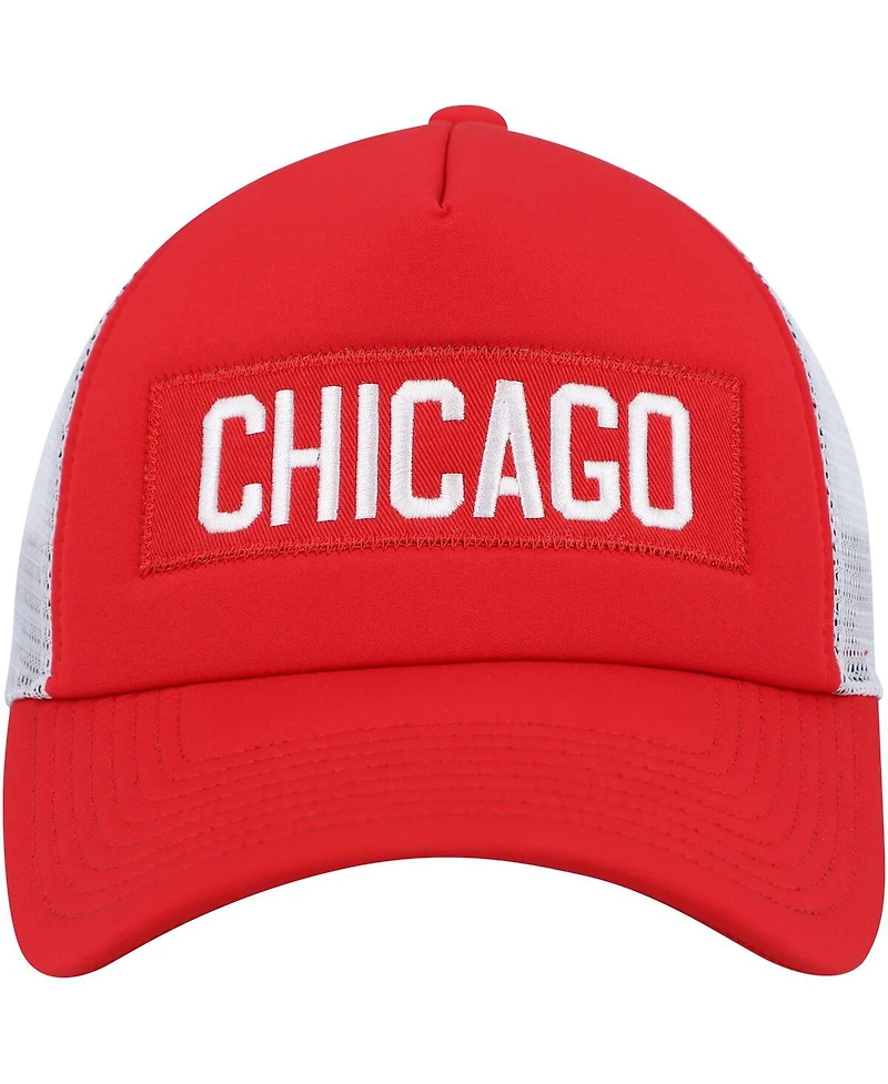 Men's adidas Red, White Chicago Blackhawks Team Plate Trucker Snapback Hat