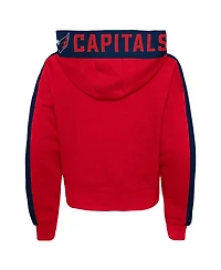 Big Girls Red Washington Capitals Record Setter Pullover Hoodie