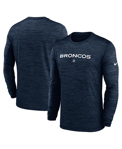 Men's Nike Navy Denver Broncos Sideline Team Velocity Performance Long Sleeve T-shirt