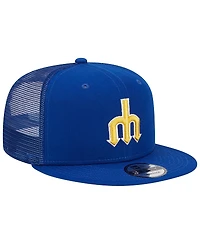 Men's New Era Royal Seattle Mariners Cooperstown Collection Team Color Trucker 9FIFTY Snapback Hat
