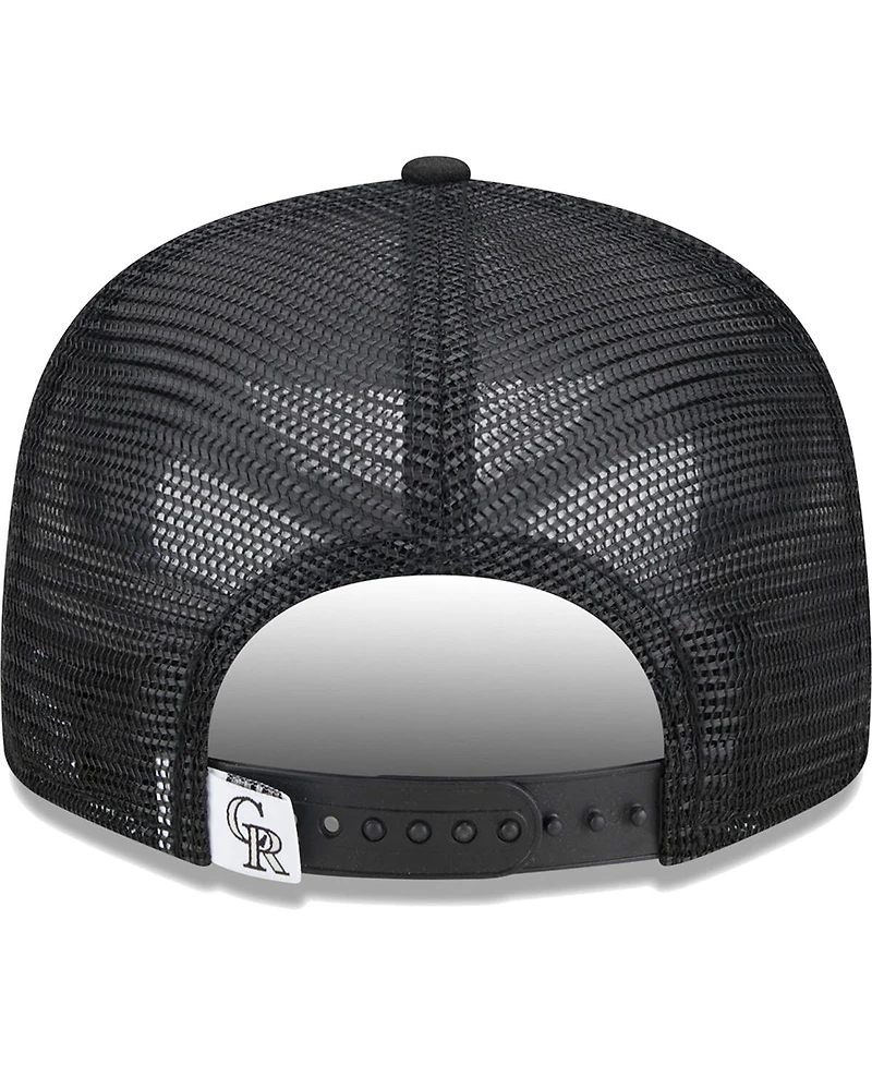 Men's New Era Black Colorado Rockies Team Color Trucker 9FIFTY Snapback Hat