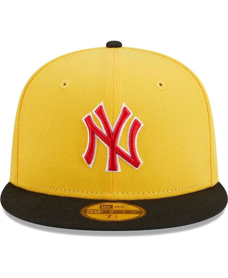 Men's New Era Yellow, Black New York Yankees Grilled 59FIFTY Fitted Hat