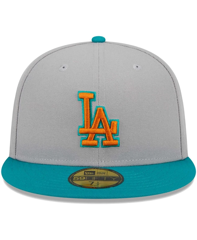 Men's New Era Gray, Teal Los Angeles Dodgers 59FIFTY Fitted Hat