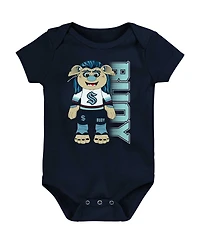 Newborn and Infant Boys Girls Deep Sea Blue Seattle Kraken Mascot Cheer Bodysuit