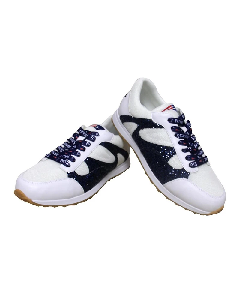 Women's Cuce White New England Patriots Glitter Sneakers