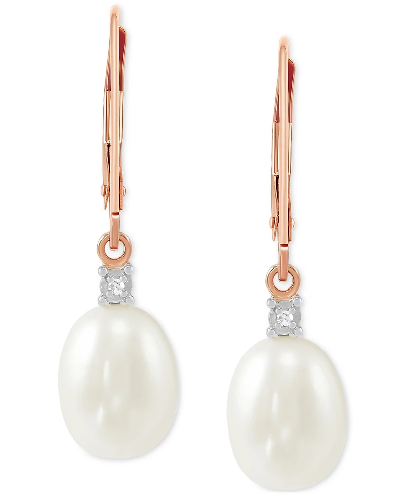 Cultured Freshwater Pearl Earrings (8mm) 10k Gold & White