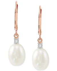 Cultured Freshwater Pearl Earrings (8mm) 10k Gold & White