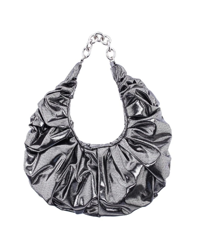 Nina Ruched Metallic Hobo