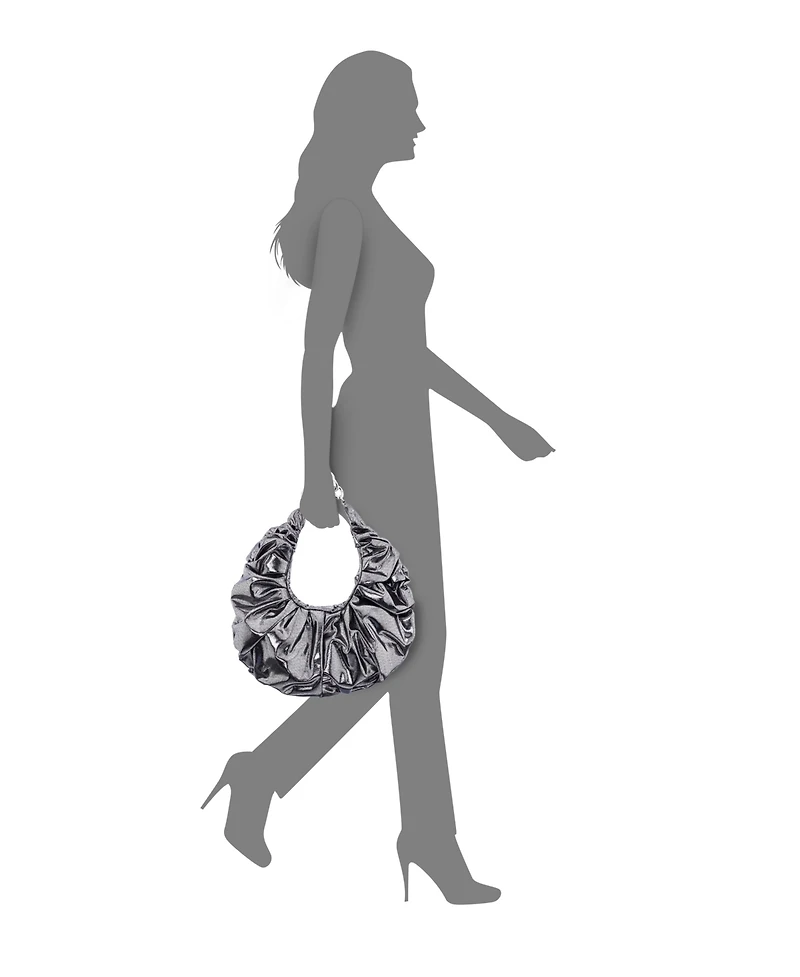 Nina Ruched Metallic Hobo
