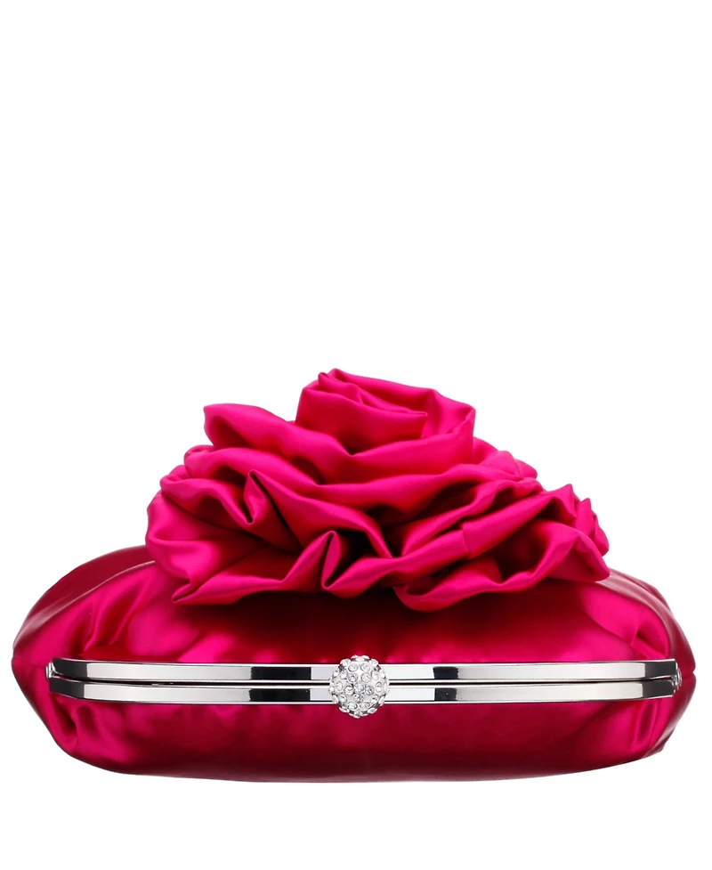 Nina Flower Embellished Frame Crossbody Clutch
