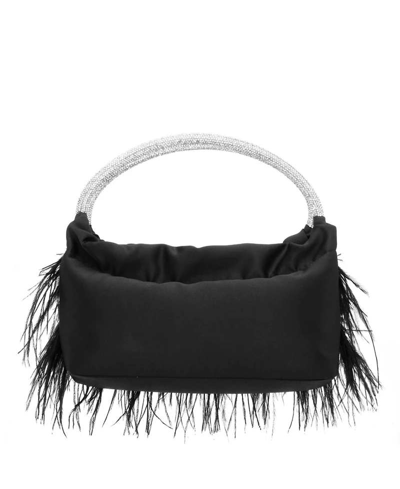 Nina Crystal Handle Feather Pouch
