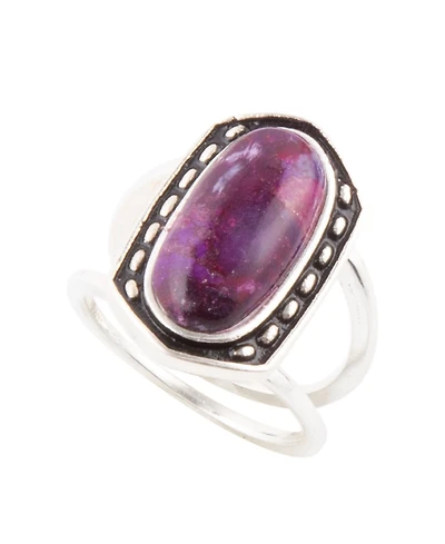 Barse Shield Genuine Turquoise Oval Band Ring