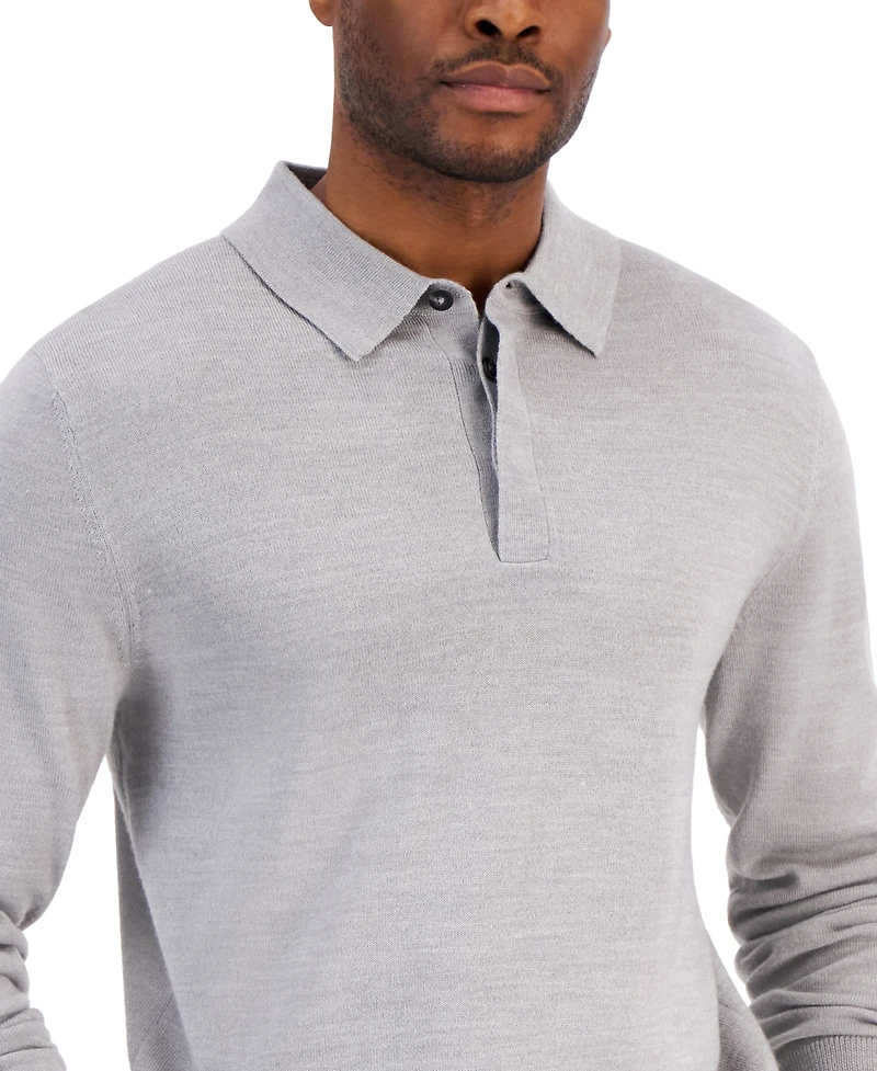 Club Room Men's Merino Wool Blend Polo Sweater, Created for Macy's
