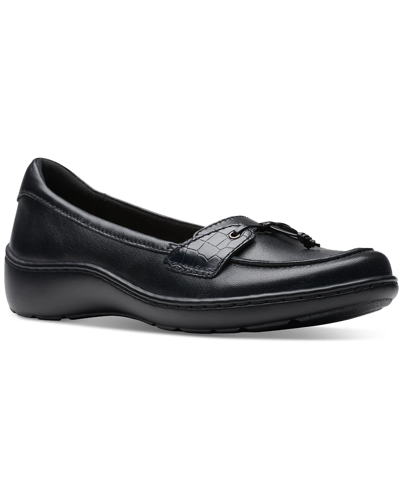 Clarks Women's Cora Haley Mixed-Texture Tie-Top Loafers