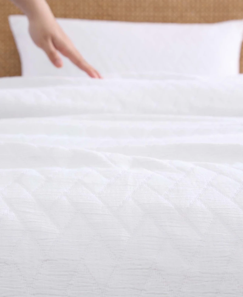Closeout! Tommy Bahama Home Wicker Woven Solid 3 Piece Duvet Cover Set, Full/Queen