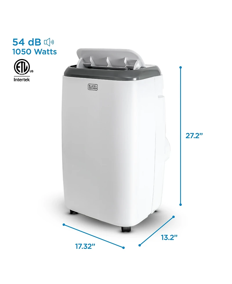 Black+Decker 8,000 Btu Sacc/Cec (12,000 Btu Ashrae) Portable Air Conditioner with Remote Control, White