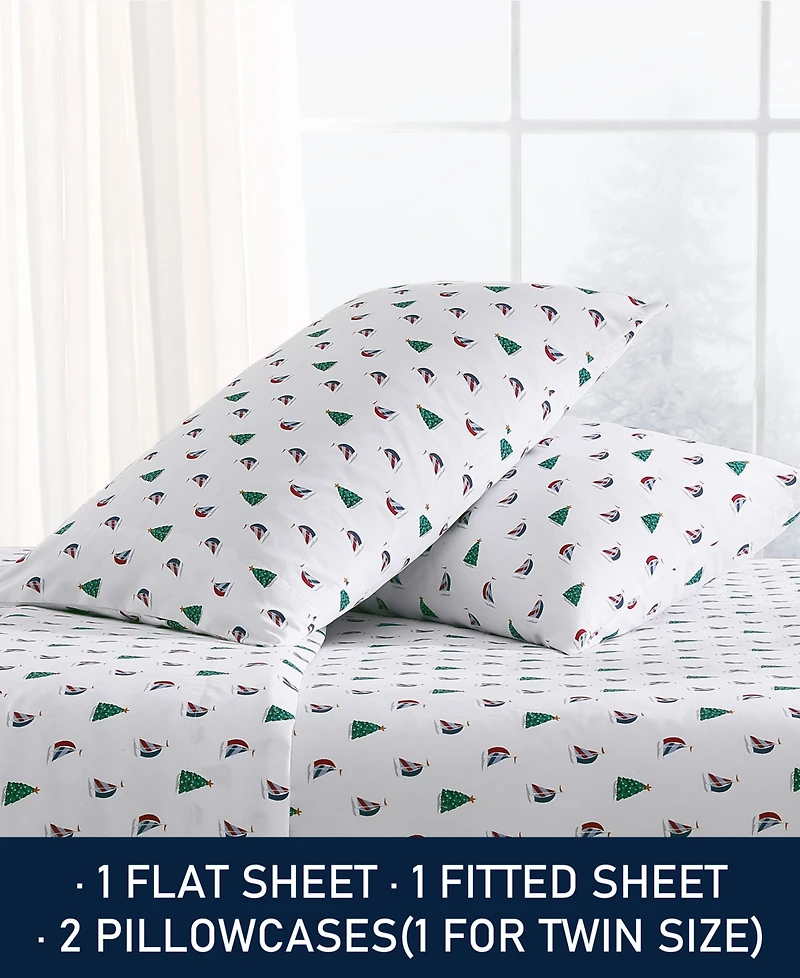 Nautica Printed Flannel 3-Pc. Sheet Set, Twin