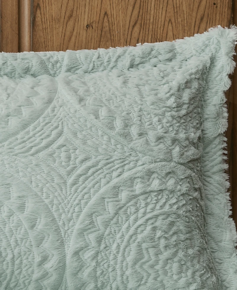 Madison Park Arya Embroidered Medallion Faux Fur 3-Pc. Comforter Set, Full/Queen