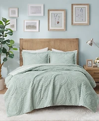 Madison Park Arya Embroidered Medallion Faux Fur 3-Pc. Comforter Set, Full/Queen