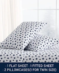 Nautica Printed Flannel 3-Pc. Sheet Set, Twin