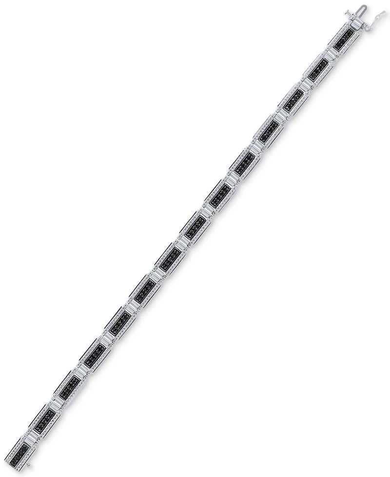 Men's Black & White Diamond Statement Bracelet (3 ct. t.w.) in Sterling Silver