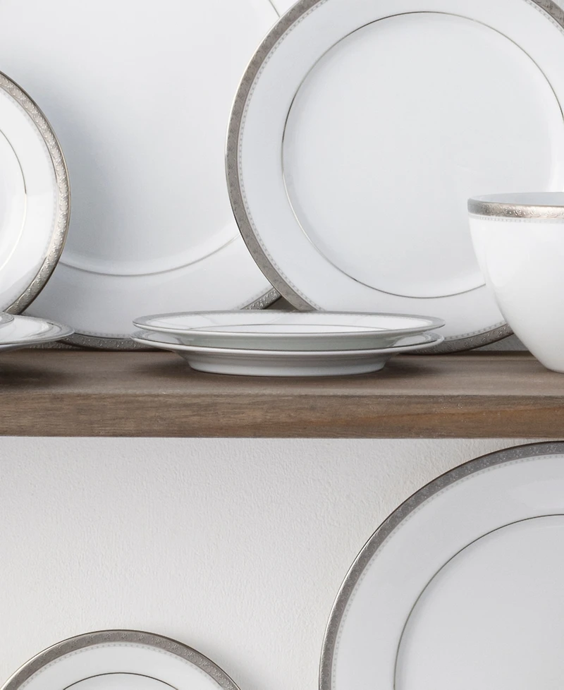 Noritake Charlotta Platinum 4 Piece Bread Butter and Appetizer Plates Set, Service for 4