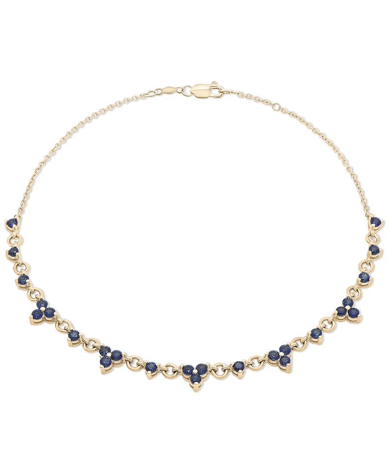 Black Sapphire Mini Cluster Ankle Bracelet (7/8 ct. t.w.) in 14k Gold-Plated Sterling Silver