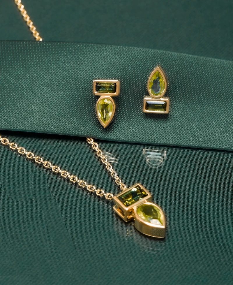 Audrey by Aurate Peridot (3/8 ct. t.w.) & Green Tourmaline (1/3 ct. t.w.) Bezel 18" Pendant Necklace in Gold Vermeil (Also available in Morganite & Pi