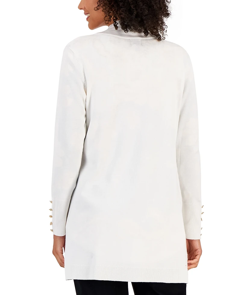 Jm Collection Women's Button-Sleeve Flyaway Cardigan Sweater