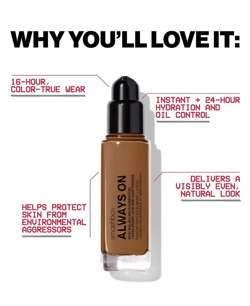 Smashbox Always On Skin-Balancing Foundation, 1 oz.