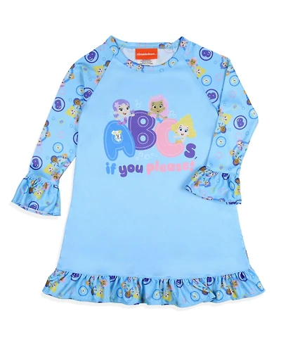 Bubble Guppies Toddler Girls Nickelodeon Nightgown ABCs Long-Sleeve Raglan Pajama